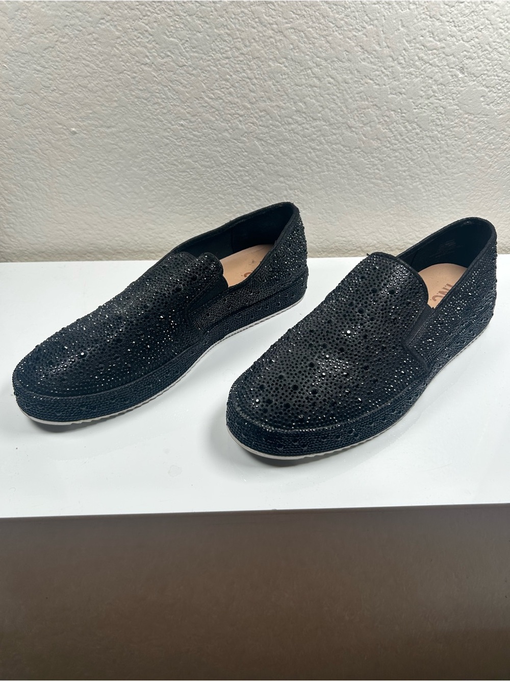 INC Black Crystal-Embellished Slip-On Loafers - Picture 4 of 5